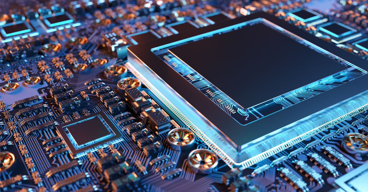 Blue semiconductor chip Digital Economy